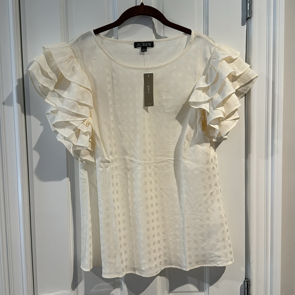 J. Crew Ruffle Sleeve Top - Picture 3 of 4